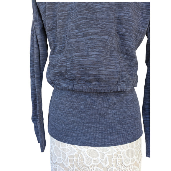 Athleta Tiger Terry Hoodie Front Zip Deep Indigo Blue Jacket - Picture 9 of 10